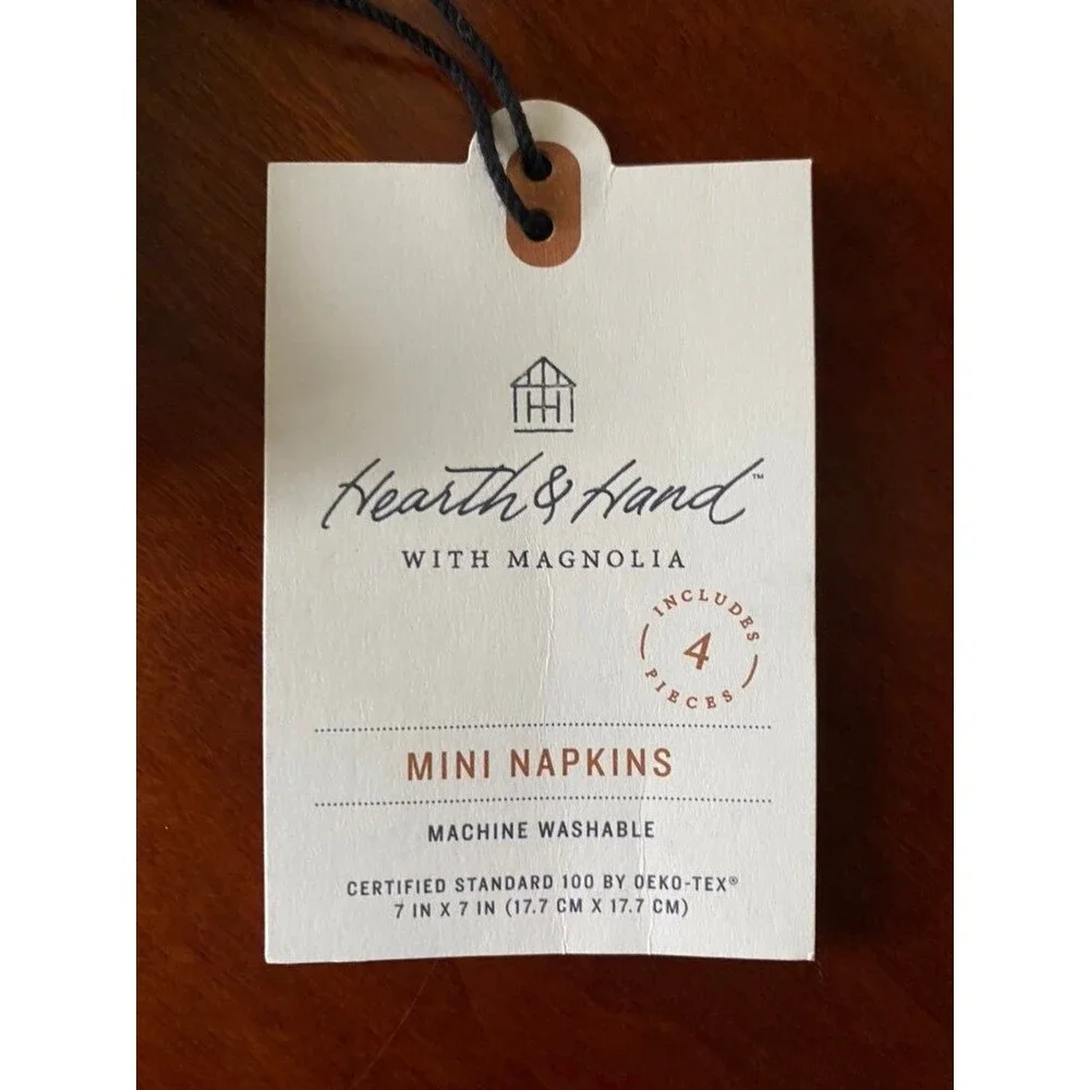 Mini Napkins Stitched Border Hearth & Hand with Magnolia (2 pack of 4 - 8 total)
